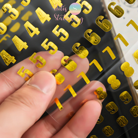 Sticker nhãn dán chữ số PET ánh kim trang trí sổ