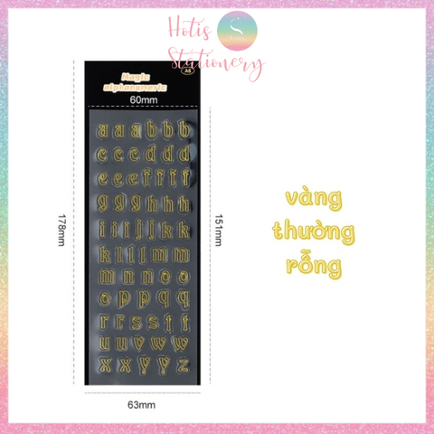 [HOTIS] Sticker chữ in hoa/ thường màu vàng bạc ánh kim trang trí sổ bullet journal