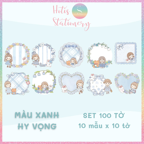 [HOTIS] Set 100 tờ giấy ghi chú MUYU hoạt hình dễ thương, không keo dính