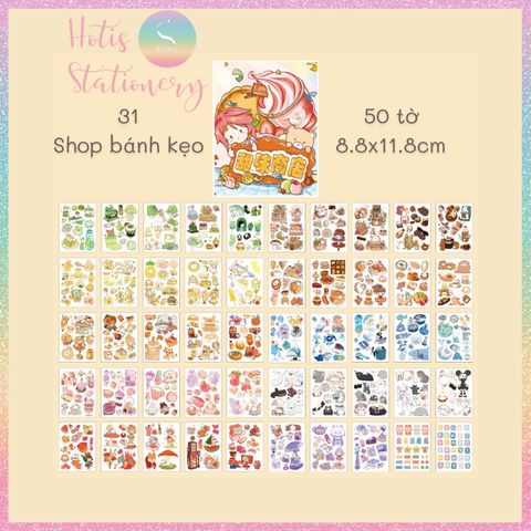 [HOTIS] 50 MẪU - Sticker dán sổ hoạt hình Colorful Dream - 50 tờ/ hộp