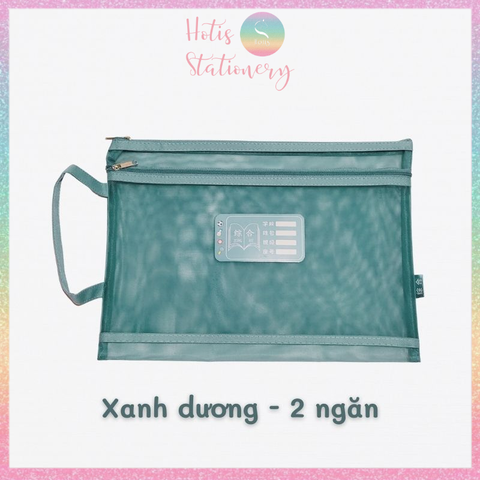[HOTIS] Túi lưới đựng tài liệu khổ A4 màu Morandi, xuyên thấu, có khóa kéo, siêu tiện lợi