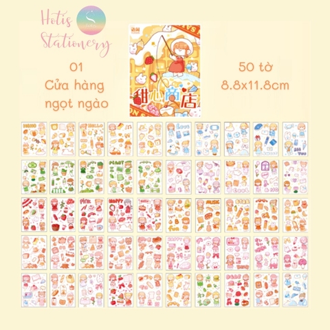 [HOTIS] 50 MẪU - Sticker dán sổ hoạt hình Colorful Dream - 50 tờ/ hộp