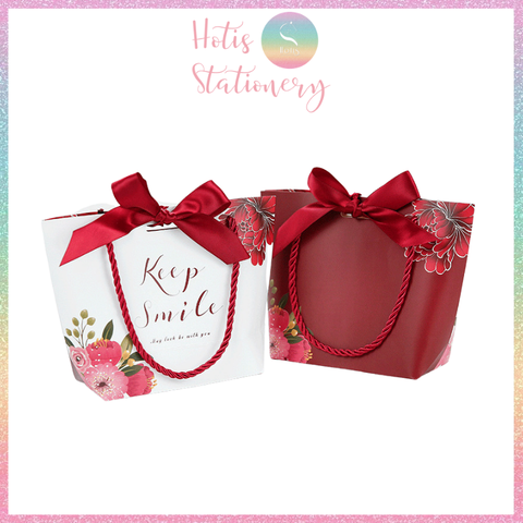 [HOTIS] Túi giấy đựng quà tặng nhiều hình xinh xắn có quai xách và tặng kèm ruy băng thắc nơ