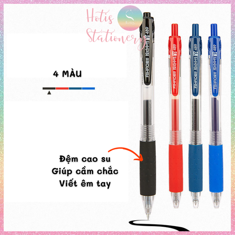 [HOTIS] Bút bi gel 0.5mm, bút bi bấm gel viết êm và mượt - 4 màu