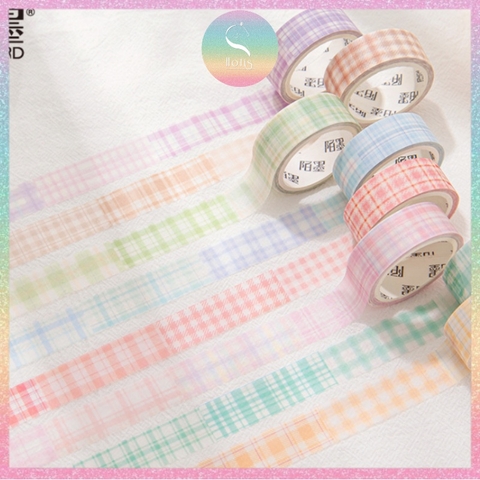 [HOTIS] Washi cuộn caro tape màu pastel tinh tế - Dài 3m