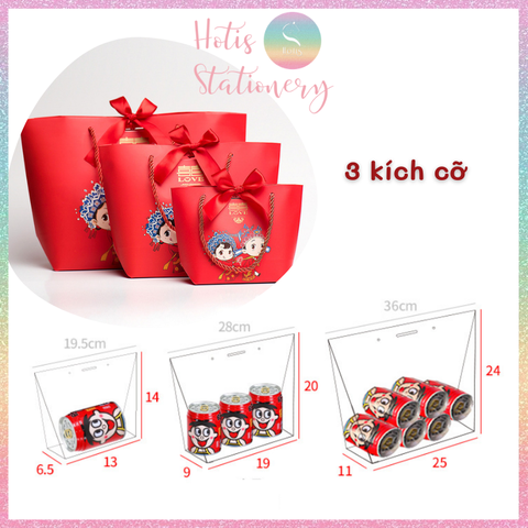 [HOTIS] Túi giấy đựng quà tặng nhiều hình xinh xắn có quai xách và tặng kèm ruy băng thắc nơ