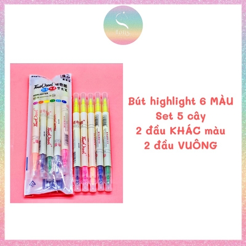 [HOTIS] Bút highlight dạ quang 2 đầu - Set 3/5/6