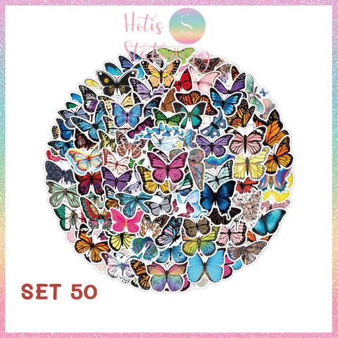 [HOTIS] Set Sticker nhiều mẫu size lớn 5 - 8cm, nhãn dán cán màng phim PVC không thấm nước, dán được nhiều lần