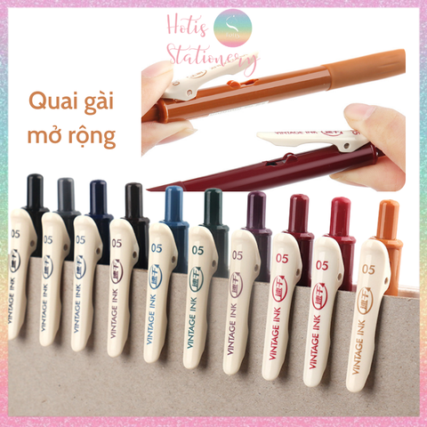 [HOTIS] 25 màu - Bút gel bấm màu vintage ngòi 0.5mm DS-099 Light Retro Gel Pen - 1 cây
