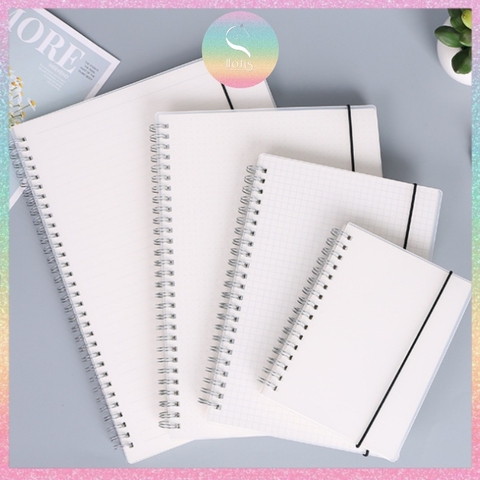 [HOTIS] Sổ lò xo, sổ tay ghi chép Sketchnote bìa nhựa trắng mờ A4/B5/A5/A6