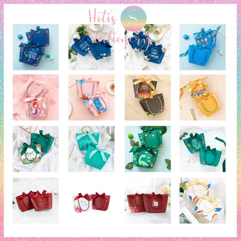 [HOTIS] Túi giấy đựng quà tặng nhiều hình xinh xắn có quai xách và tặng kèm ruy băng thắc nơ