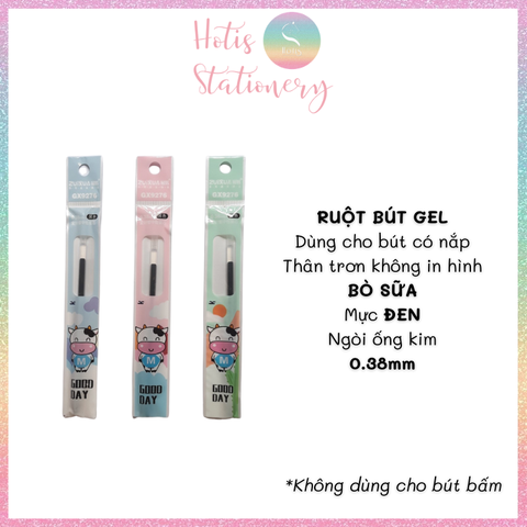 [HOTIS] Ruột bút gel thay thế dùng cho bút có nắp - Xanh/ Đen/ Đỏ - 0.35/ 0.38/ 0.5mm