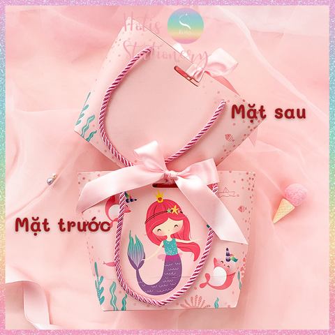 [HOTIS] Túi giấy đựng quà tặng nhiều hình xinh xắn có quai xách và tặng kèm ruy băng thắc nơ