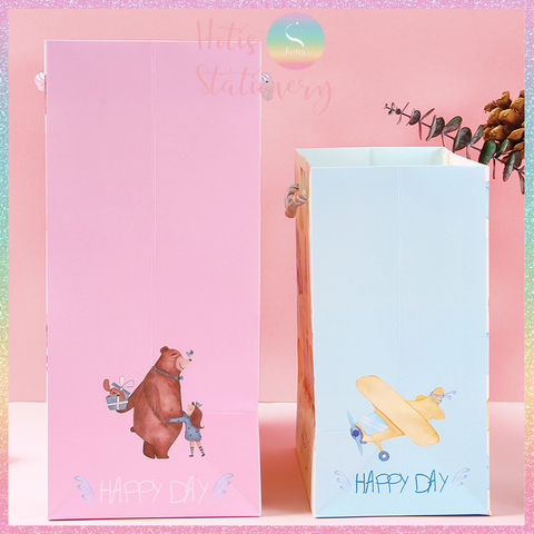 [HOTIS] Túi quà tặng Happy Day hoạt hình cute - Tặng kèm ruy băng thắc nơ