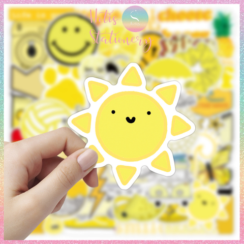 [HOTIS] Set Sticker nhiều mẫu size lớn 5 - 8cm, nhãn dán cán màng phim PVC không thấm nước, dán được nhiều lần