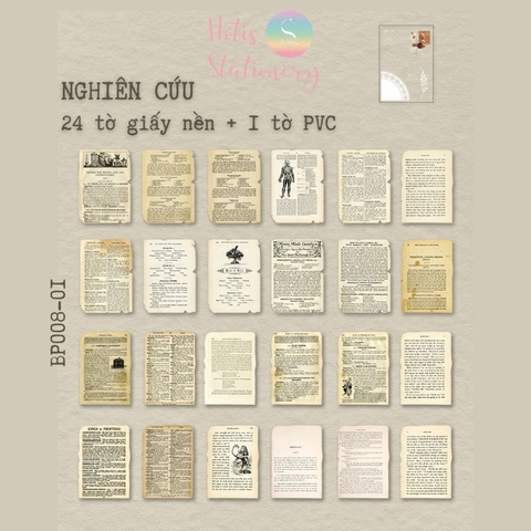 [HOTIS] Giấy nền vintage họa tiết sách cũ - 25 tờ