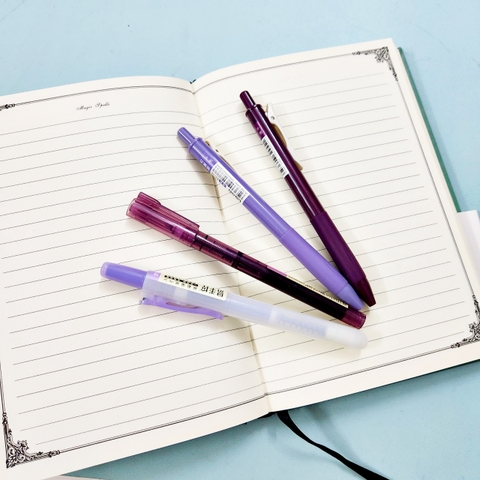 [HOTIS] Set 4 bút gel, bút nước và bút dạ quang cùng tông màu tặng kèm túi zip tiện lợi