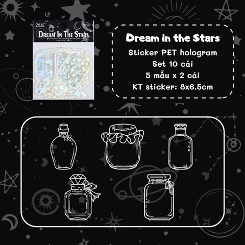 [HOTIS] Sticker chai lọ trong suốt ánh hologram kính vỡ trang trí thiệp, postcard, card idol, điện thoại, bullet journal DIY