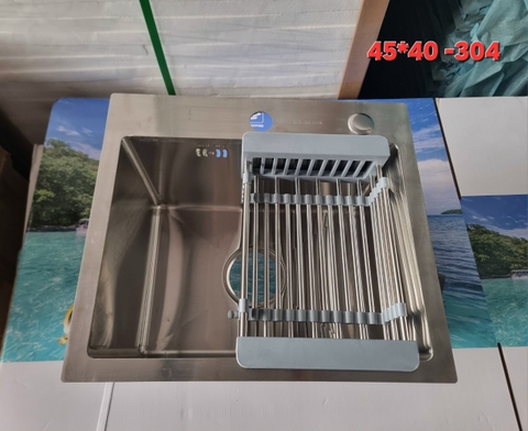 Chậu đúc 1 hố kt 45*40 inox 304 mờ