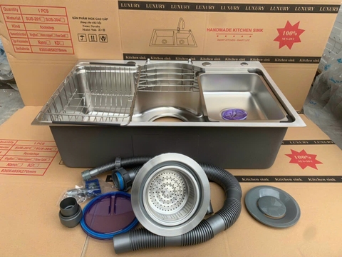 Chậu đúc rửa bát 1 hố kt 75*46 i304 hình bán nguyệt