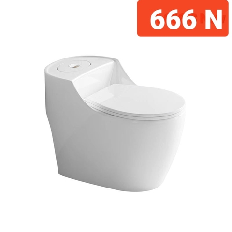 R666N Bồn cầu quả trứng, nút tròn cao cấp