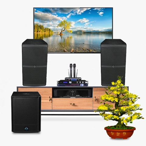 Dàn karaoke LA022 (Wharfedale WH12 NEO + Wharfedale T-SUB-AX15B + Wharfedale CPD 2600 + Vang số JBL KX180A + Micro JBL VM300 + Quản lý nguồn Kiwi S803)
