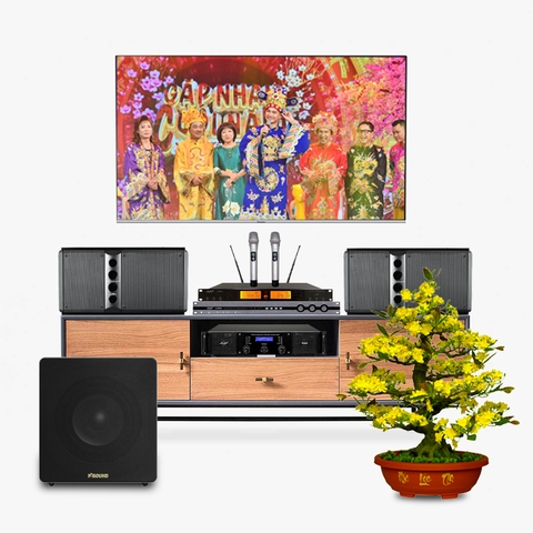 Dàn karaoke LA027 (Loa Wharfedale 5090 + Loa P'Sound SUB-12AL + Đẩy AAP STD 3002 + Vang AAP S1000 + Micro AAP K800-II)