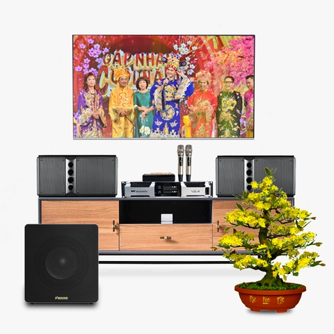 Dàn karaoke LA030 PRO (loa karaoke Wharfedale Pro 5090, sub P'Sound SUB-12AL, đẩy MK Acoustic V2.4, vang + mic MK)