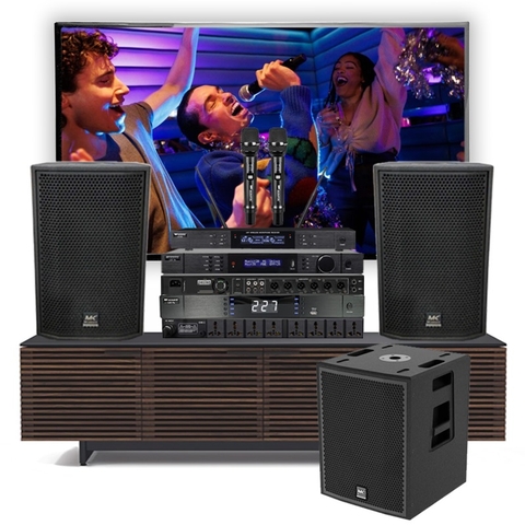 Dàn karaoke MK01 (Loa MK SQ-10, sub Sq-112A, đẩy T2.6, vang Lux V6, micro Lux M6, quản lý nguồn Lux P6)