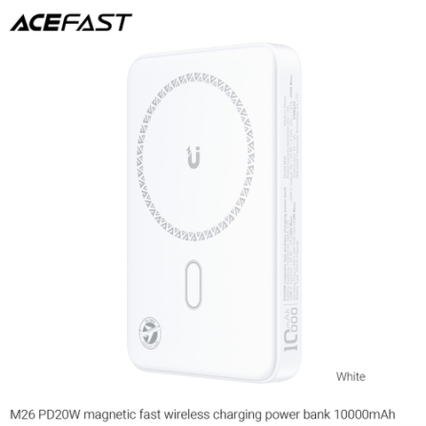 Pin sạc dự phòng ACEFAST M26 - Công suất 20W, 10000mAh, sạc không dây từ tính.