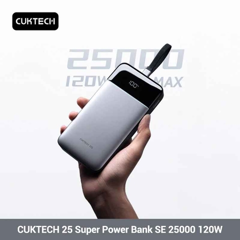 Pin Sạc Dự Phòng CUKTECH 25 SE 25000mAh 120W, Cáp Type-C Tích Hợp, Màn Hình Hiển Thị, Sạc Nhanh - LPB252N