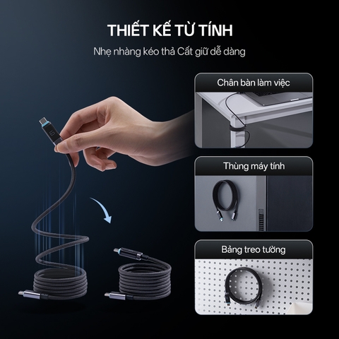 Cáp Cuktech từ tính Type-C to C 6A 240W 1.5m CMC615