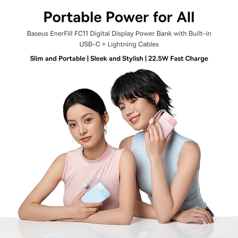 Pin sạc dự phòng Baseus EnerFill FC11 Digital Display Power Bank with Dual Built-in Cables 20000mAh 22.5W