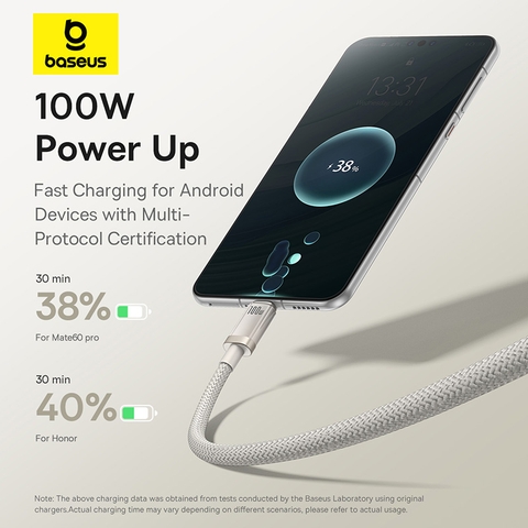 Cáp sạc USB to Type C Baseus Titanium Alloy Fast Charging Cable USB to Type-C 100W Galaxy Titanium Gold