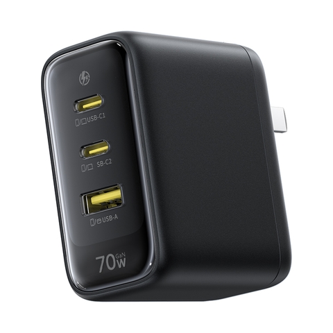 Bộ sạc nhanh Baseus EnerFill FE22 3 cổng 2 USB-C + 1 USB-A, chân gập US, thiết kế gọn gàng