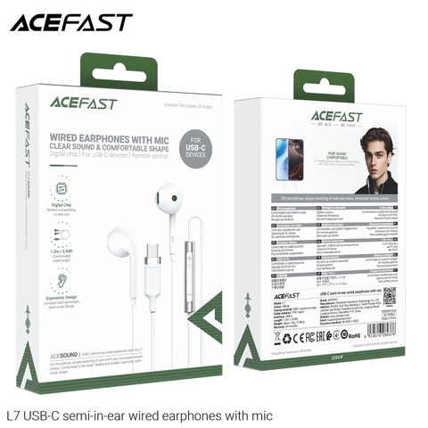 Tai Nghe Có Dây ACRFAST L7 USB-C Chính Hãng – Dạng Nửa In-Ear, Âm Thanh Rõ Nét, Kèm Micro Đàm Thoại