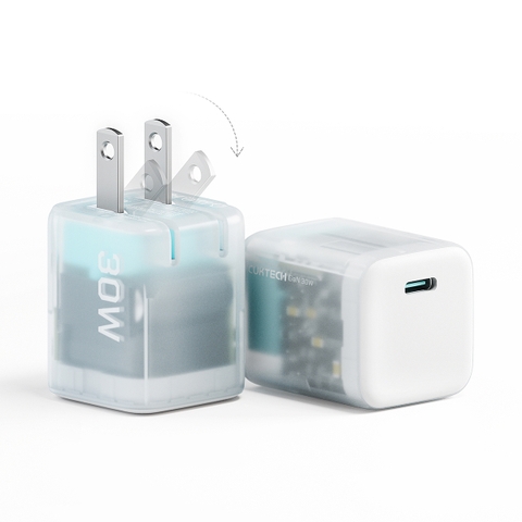 Sạc nhanh Cuktech 30W trong suốt siêu nhỏ PD/PPS/QC3.0 – AC30S