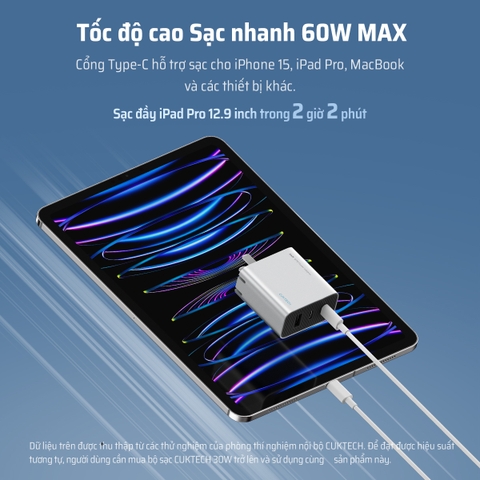 Cáp Sạc Nhanh C to C 1m 60W CUKTECH CTC310N Hỗ Trợ PD QC Truyền Dữ Liệu 480Mbps