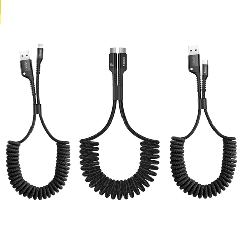 Cáp sạc dây xoắn đàn hồi Baseus Fish Eye Spring Data dùng cho Smartphone IP Type C (2A, 1M, Spring Fast Charging Data)