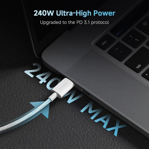 Cáp Sạc Nhanh C to C 2m 240W CUKTECH CTC520P Hỗ Trợ PD 3.1, PPS, CarPlay, Android Auto