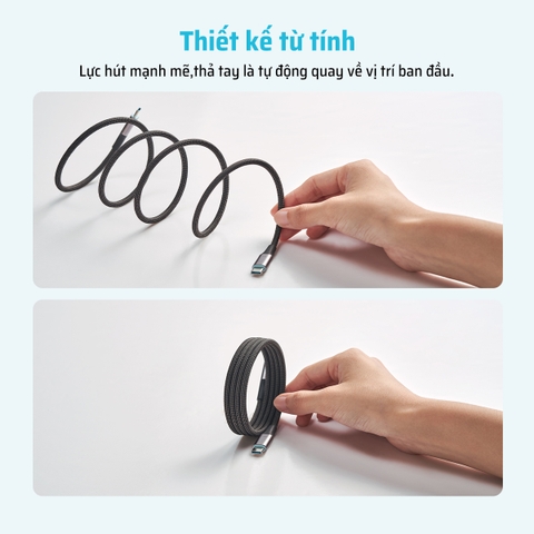 Cáp dù Cuktech C to C 6A 240W hít từ tính PD3.1/Mi Turbro – CMC610/615