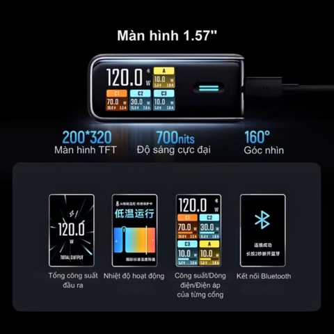 Củ sạc nhanh CUKTECH 10 Ultra GaN 120W Super Charger – AD1204U