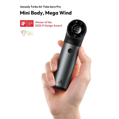 AECOOLY Aero Pro – Quạt Cầm Tay Pin 3500mAh, 14h, 6 Chế Độ Gió, Màn Hình LED, Tốc Độ 19000RPM