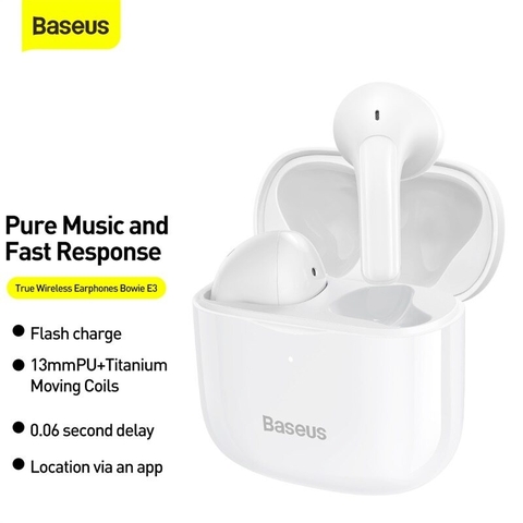Tai nghe Bluetooth Baseus Bowie E3 True Wireless Earbuds ( Bluetooth 5.0 , GPS - APP Control, Super Fast charge, Nearly No-delay & HD Stereo Gaming Earbuds )
