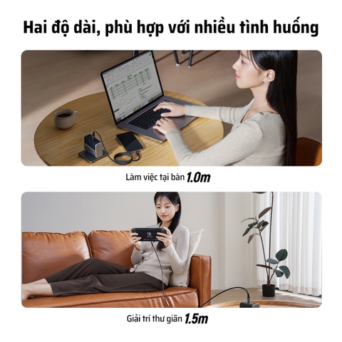 Cáp dù Cuktech C to C 6A 240W hít từ tính PD3.1/Mi Turbro – CMC610/615