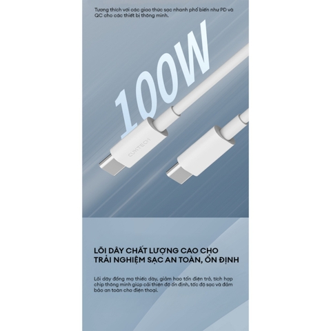 Cáp C to C CUKTECH CTC515N 1.5m 100W Sạc Nhanh 5A, Truyền Dữ liệu 480Mbps