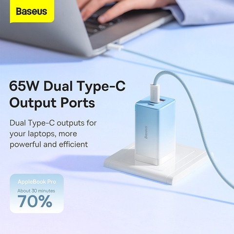 Bộ Sạc Baseus GaN3 Pro Charging Charger C+C+A 65W Charging Set (Kèm cáp sạc C to C 100W)