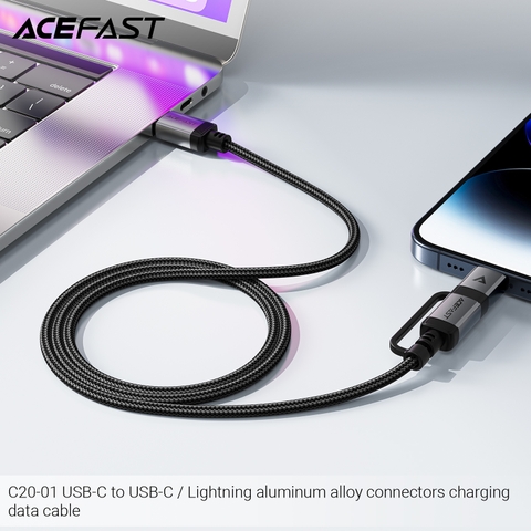 ACEFAST C20-01 – Cáp Sạc Nhanh & Truyền Dữ Liệu (USB-C to I.P/USB-C)