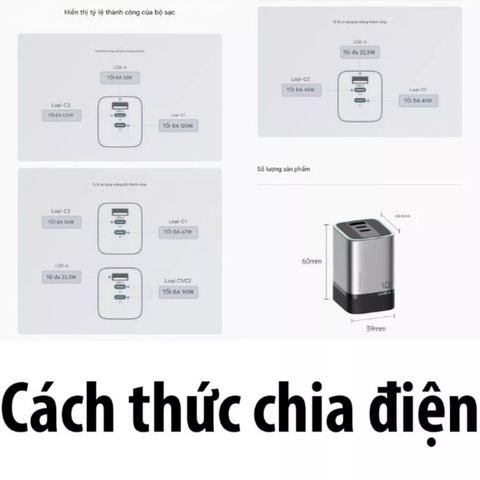 Củ sạc Cuktech 10 Mini GaN AD1203P 120W ( 2C1A)