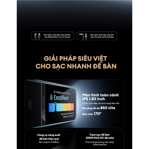 Trạm sạc CUKTECH 30 Ultra 300W GaN Desktop Charger – TA3005U